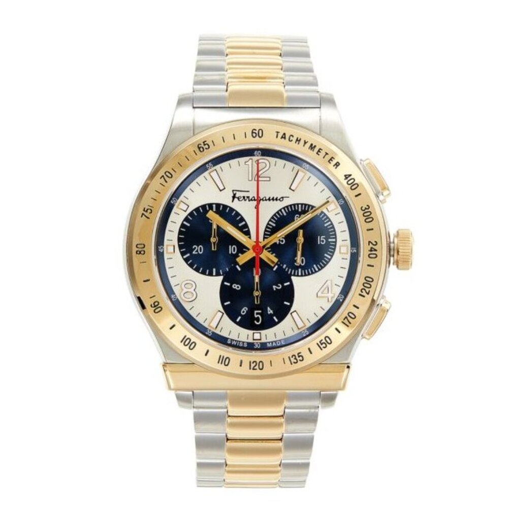 Ferragamo 1898 Chrono Two Tone Chronograph Watch - SFDK01022 - 42mm